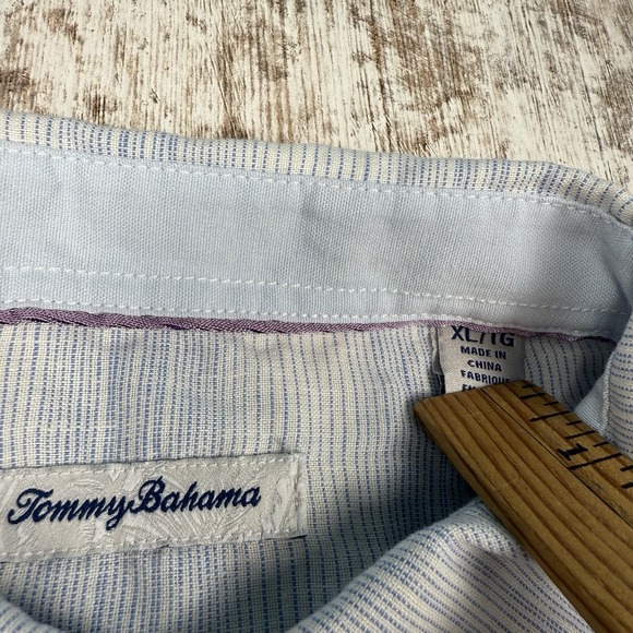 Tommy Bahama Island Zone Linen Striped Long Sleeve Button Down Shirt Sz XL - Picture 3 of 9